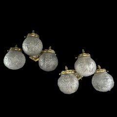 Pair ART DECO Muller Frères sconces with peacock motif wall applique lamps 30s