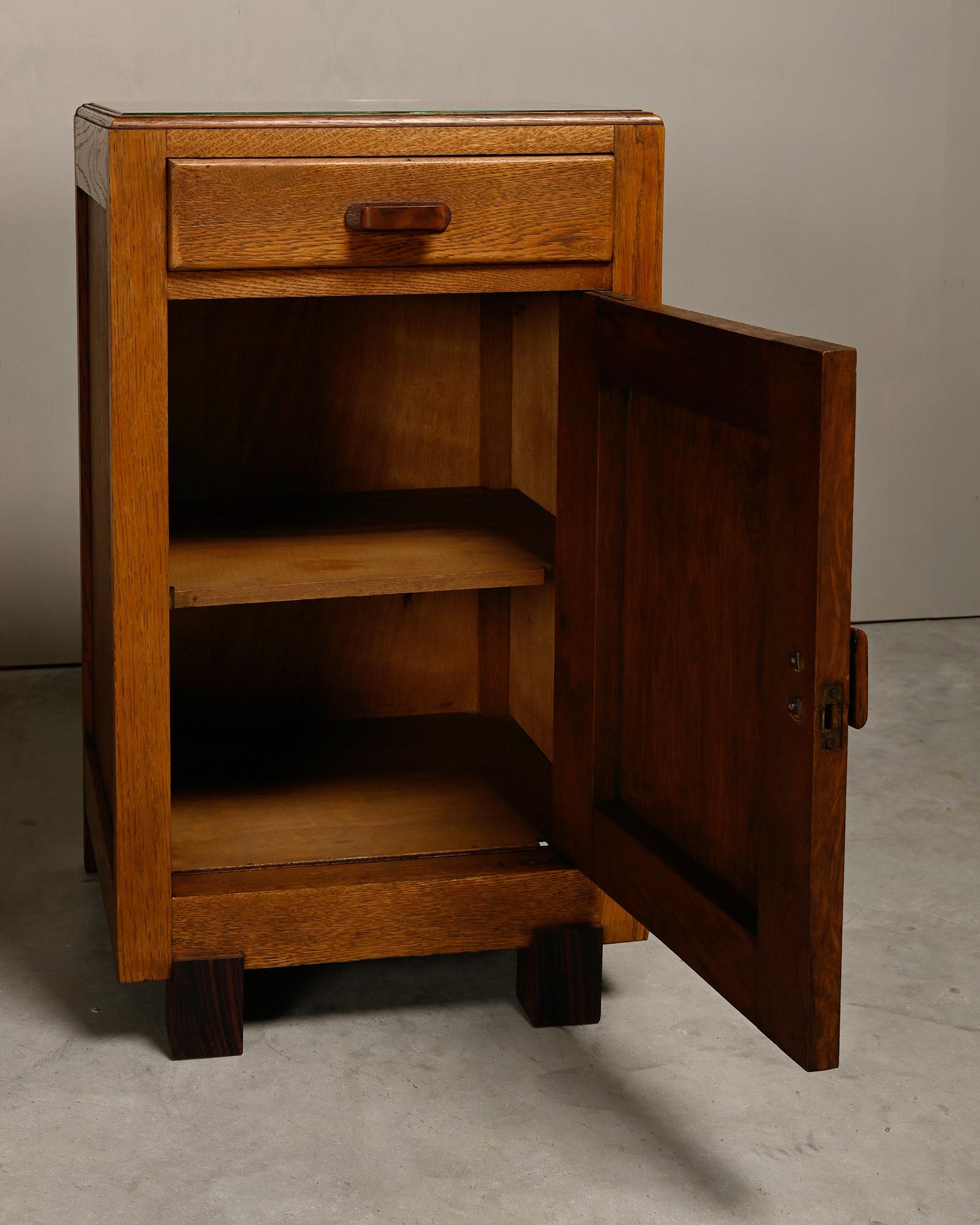 Pair Art Deco Nightstands or Bedside tables, Dutch, 1930's 10