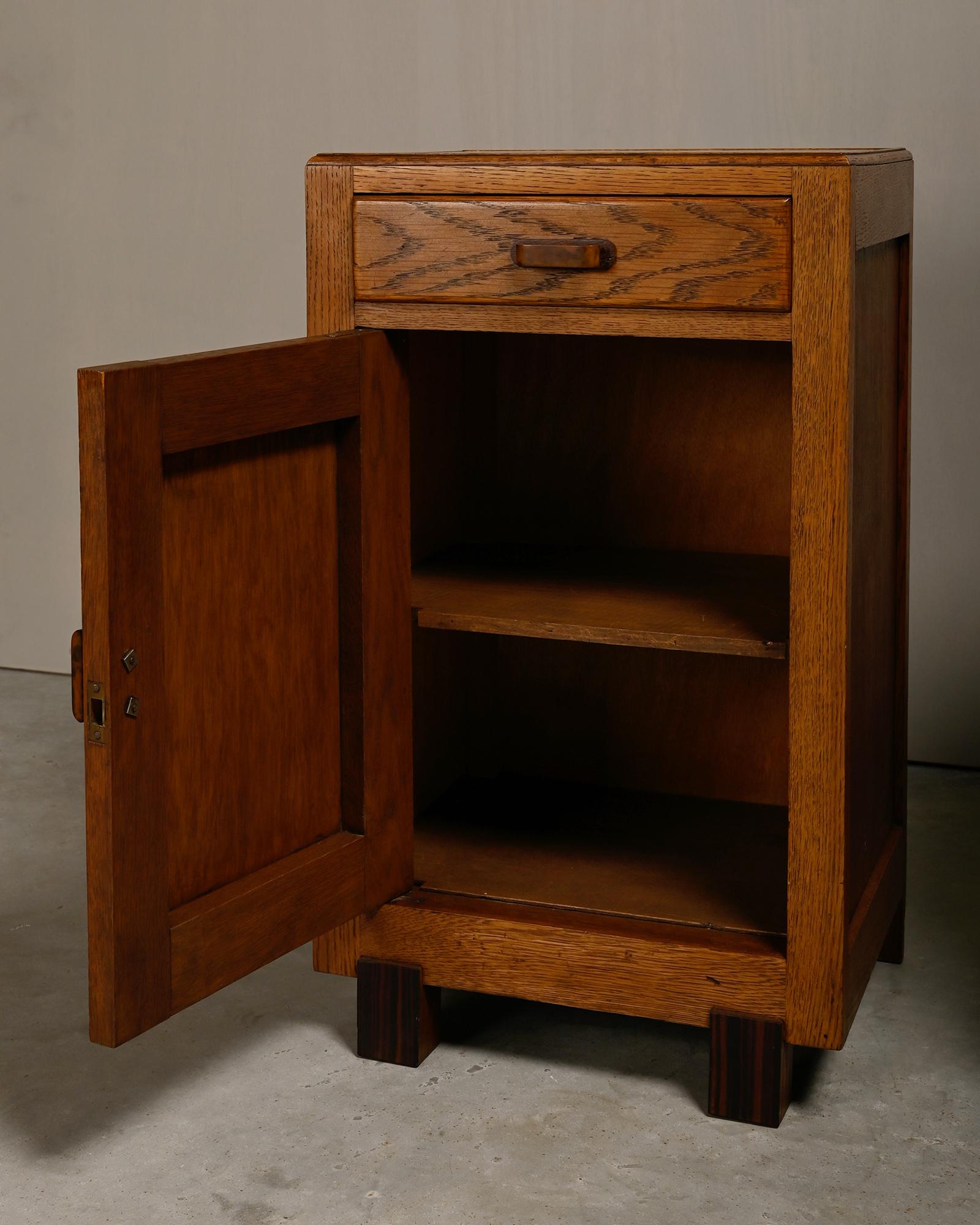Pair Art Deco Nightstands or Bedside tables, Dutch, 1930's 11