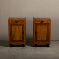 Pair Art Deco Nightstands or Bedside tables, Dutch, 1930's