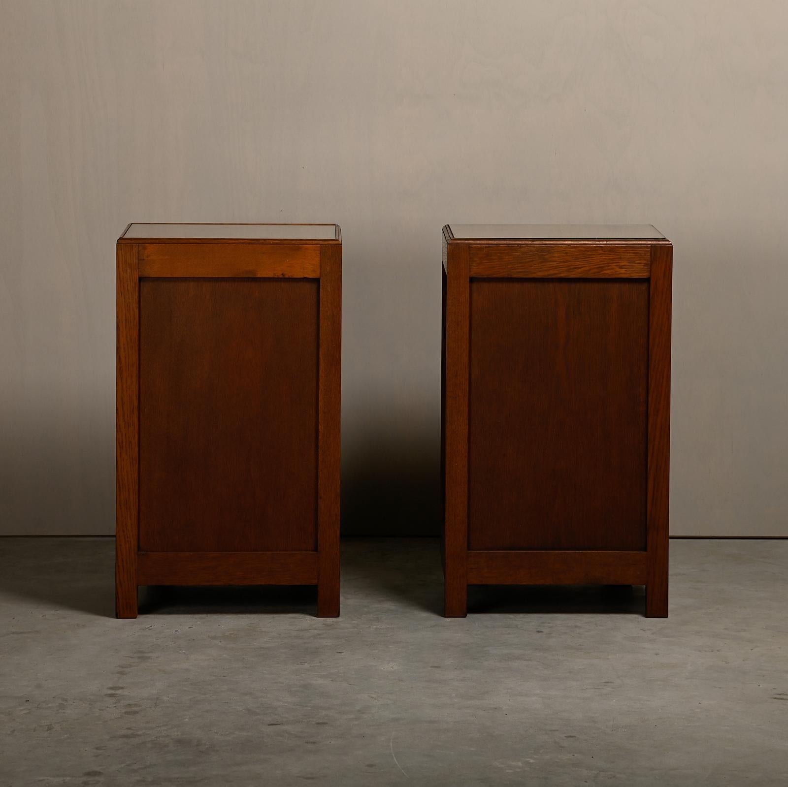 Pair Art Deco Nightstands or Bedside tables, Dutch, 1930's 1