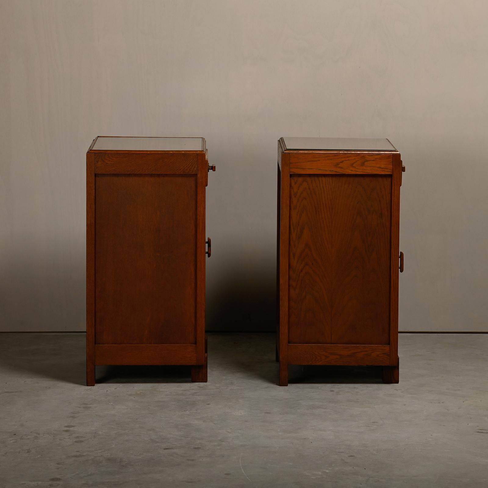 Pair Art Deco Nightstands or Bedside tables, Dutch, 1930's 2