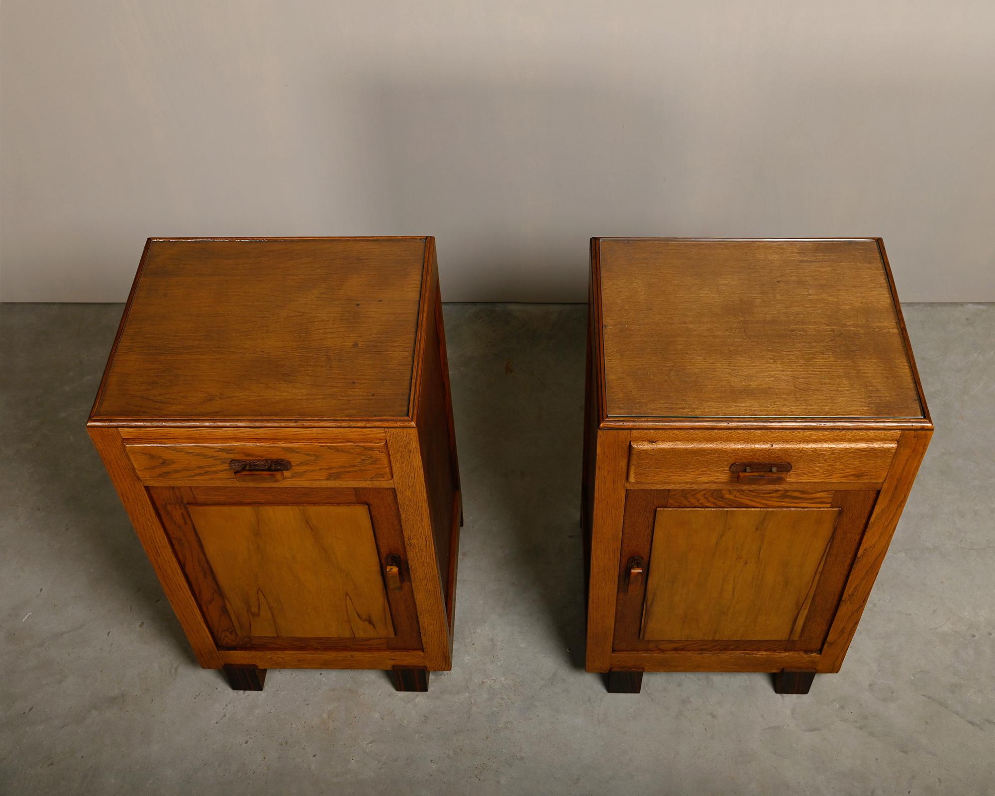 Pair Art Deco Nightstands or Bedside tables, Dutch, 1930's 3