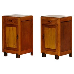 Vintage Pair Art Deco Nightstands or Bedside tables, Dutch, 1930's