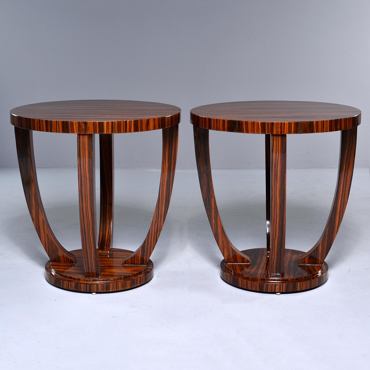 Pair of Art Deco Style Palisander Round Side Tables In Good Condition In Troy, MI