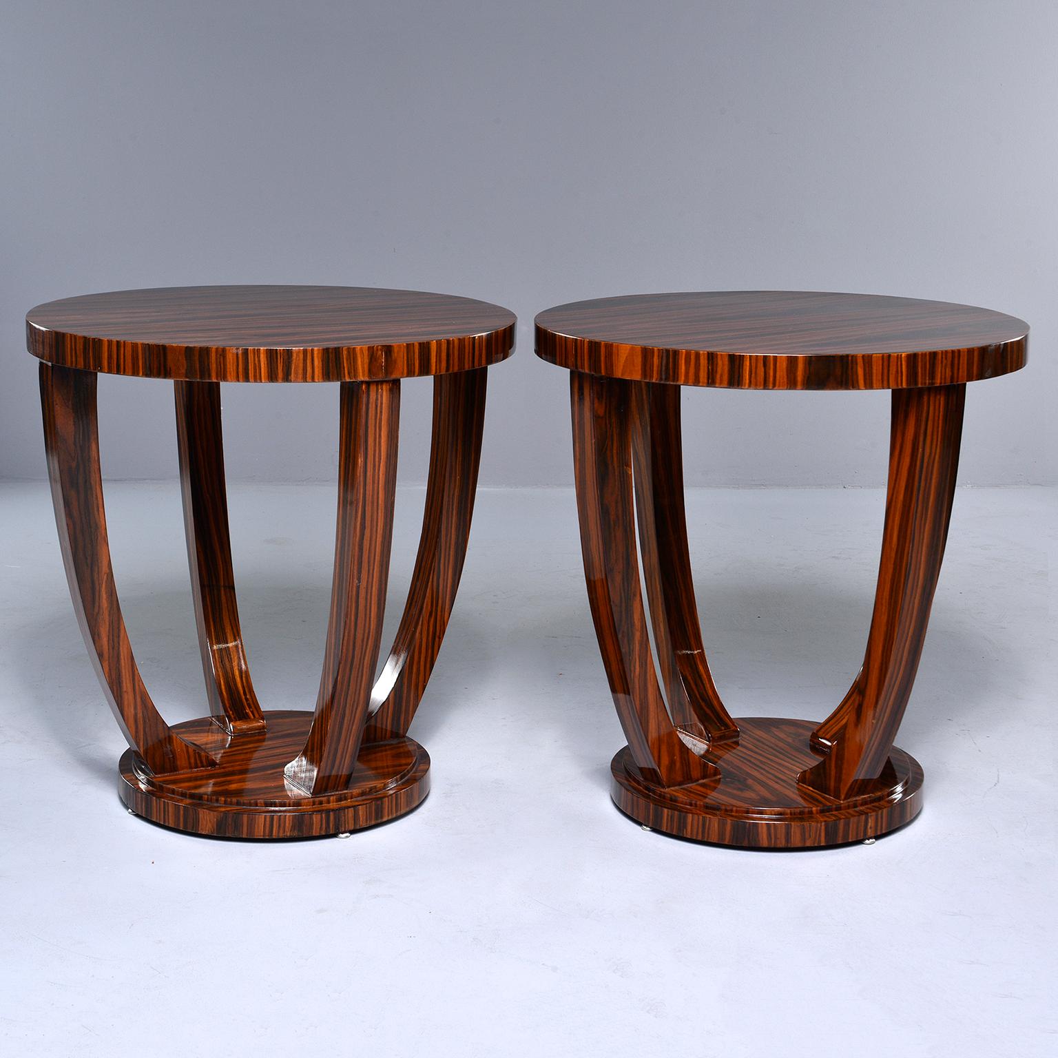 Pair of Art Deco Style Palisander Round Side Tables 1