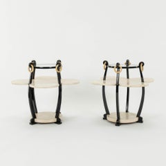 Pair Art Deco Parchment Side Tables