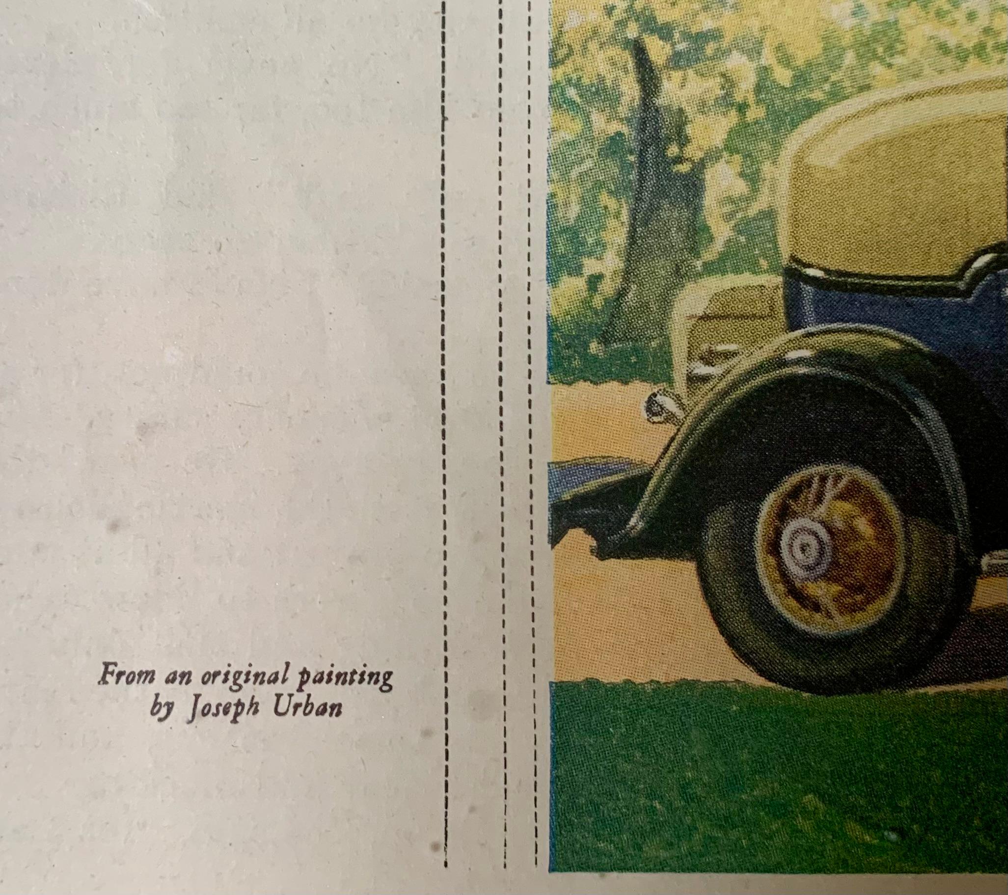 Paar Art Deco Zeitraum Classic Vintage Cadillac Auto Werbung Drucke, 1928, 1929 (20. Jahrhundert) im Angebot