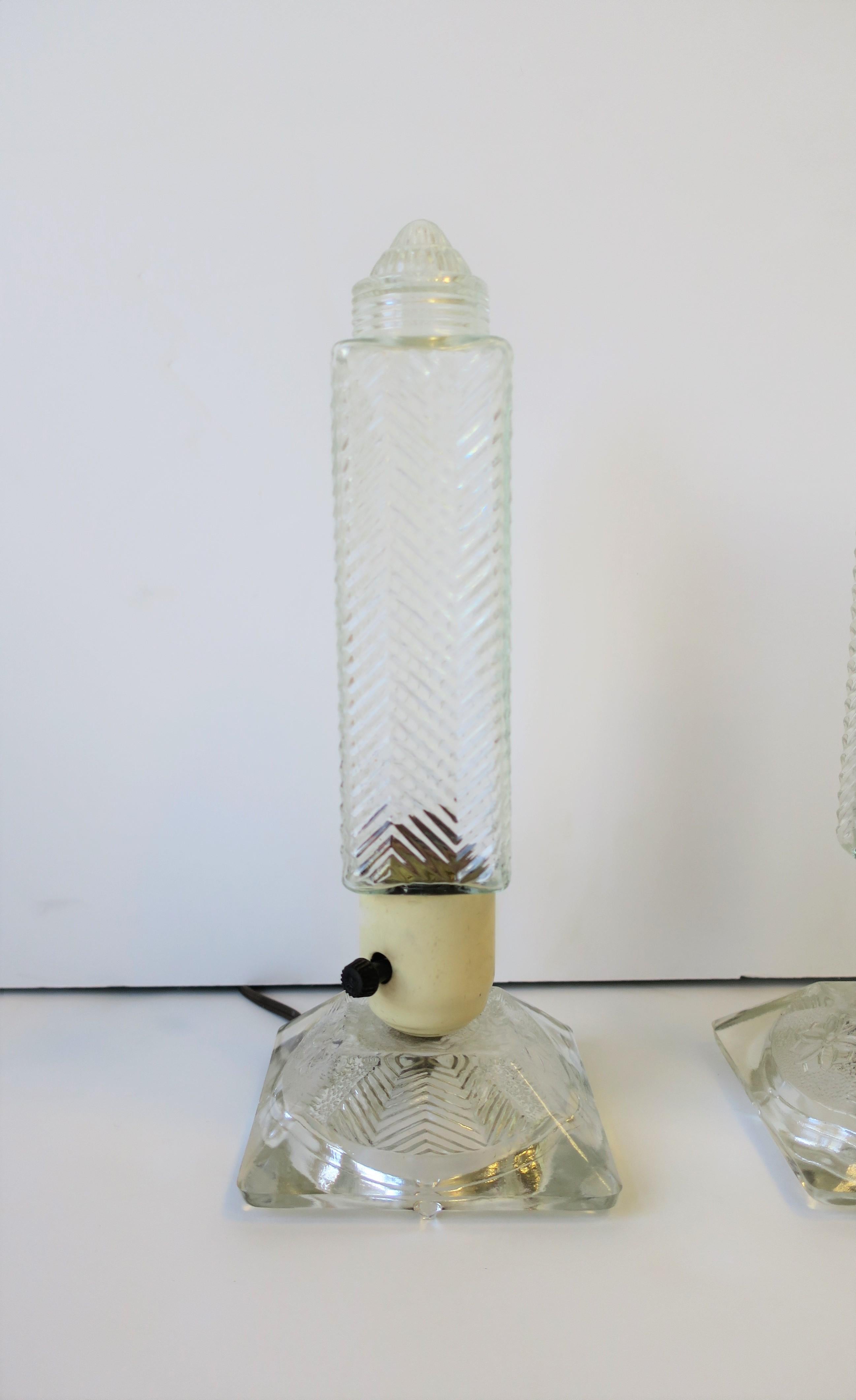 Unknown Art Deco Period Glass Table or Bedside Lamps, Pair