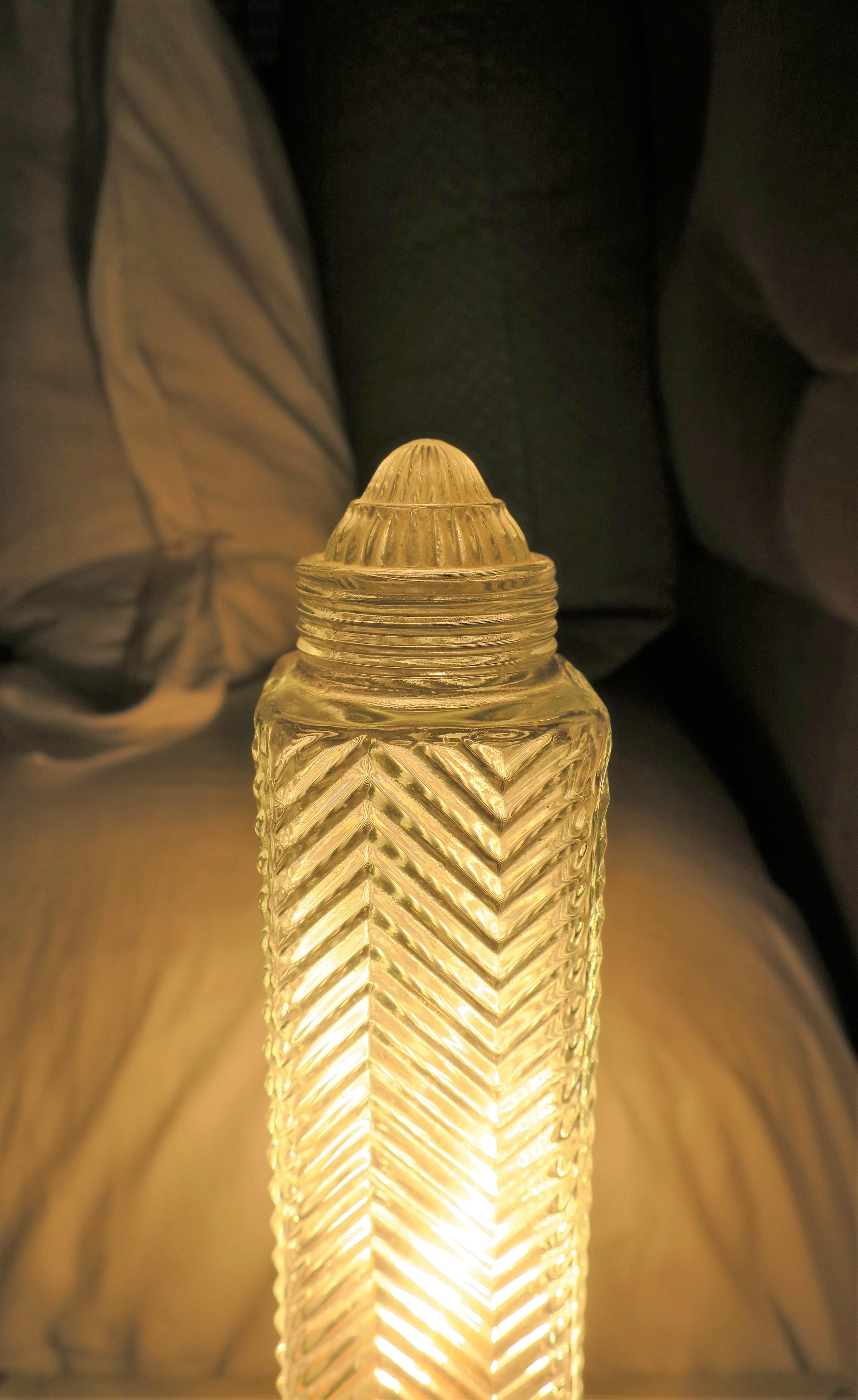 Art-Déco-Glas-Tisch- oder Nachttischlampen, Paar im Angebot 4