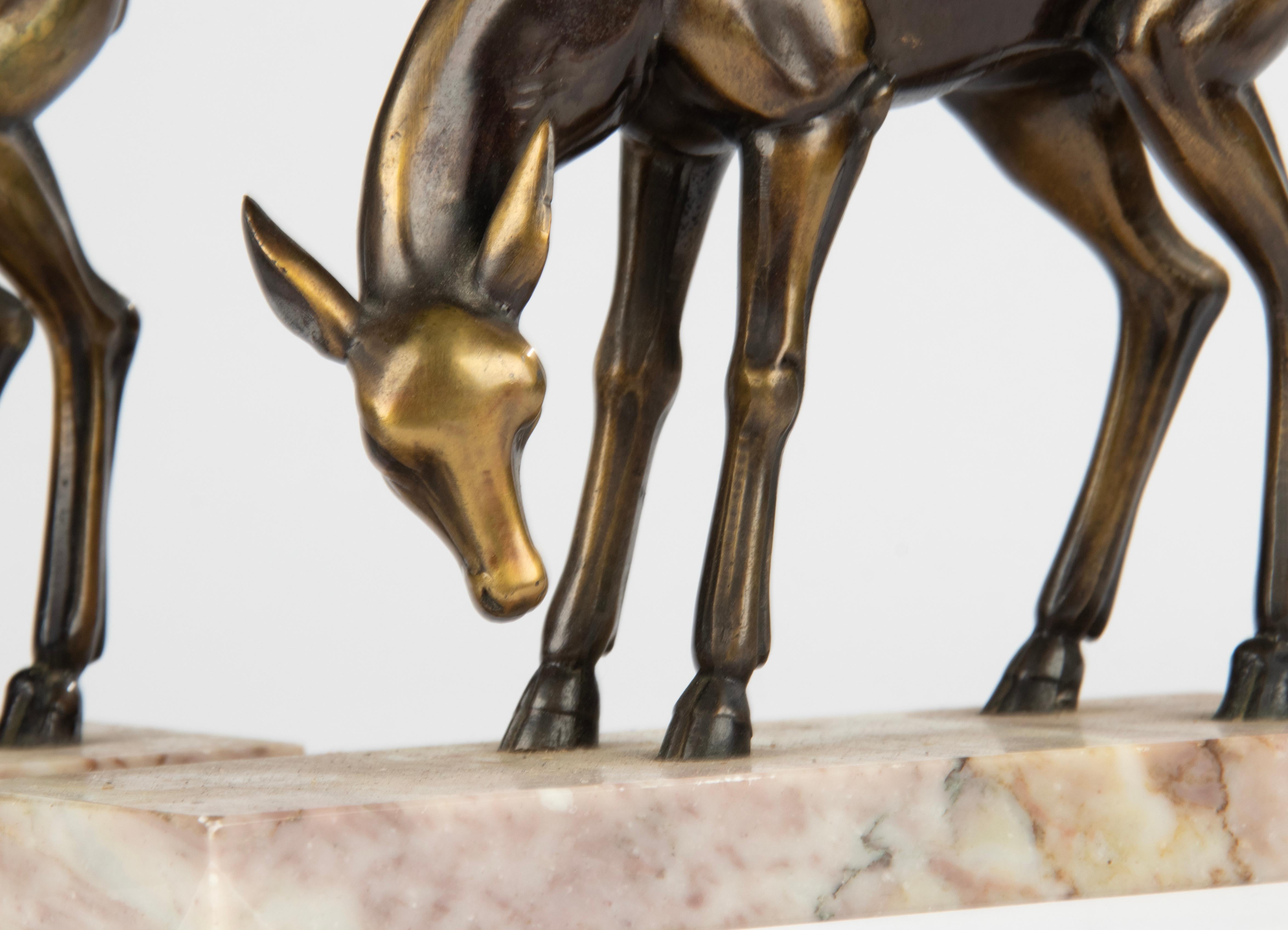 Pair Art Deco Period Spelter Bookends with Deer 6
