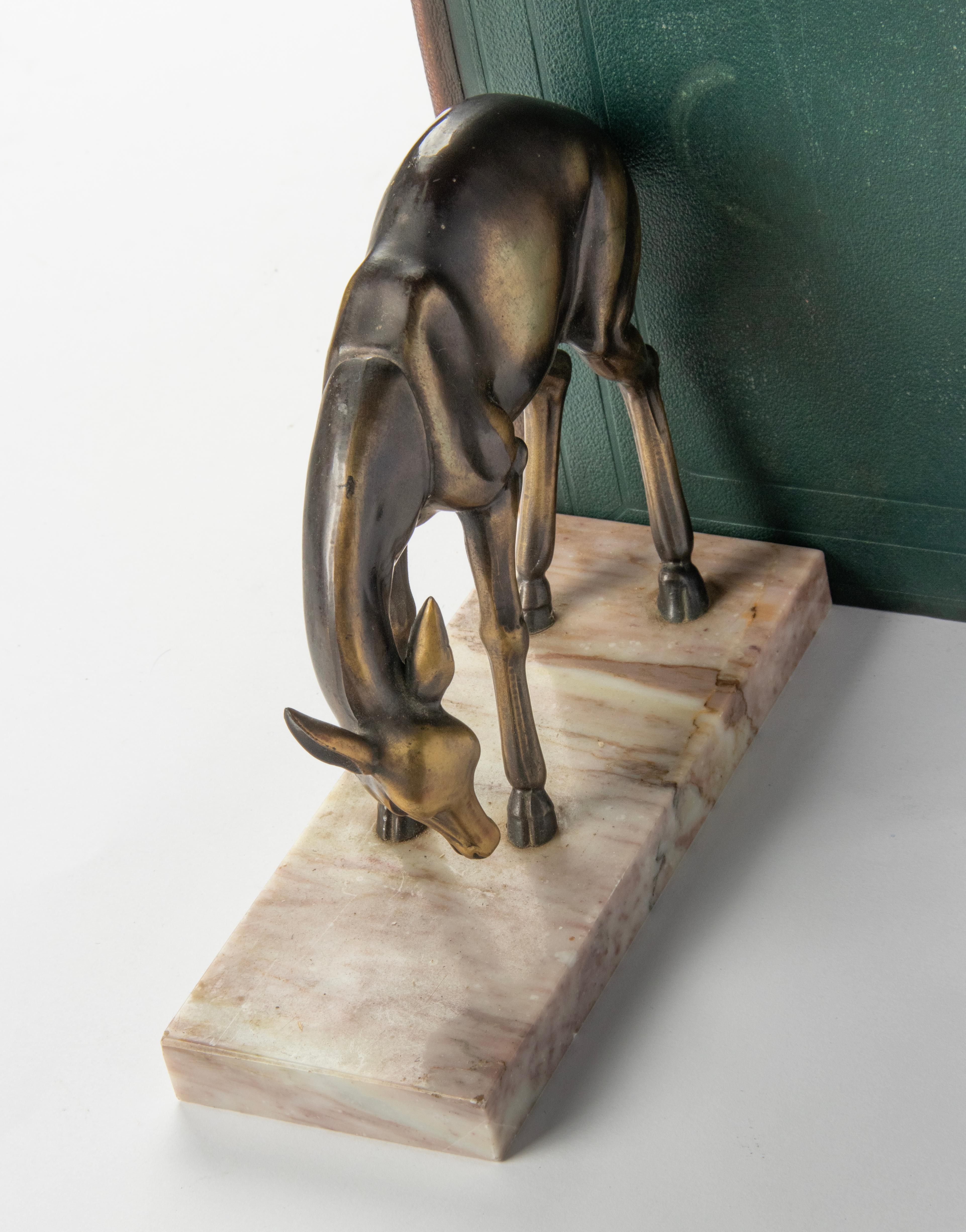 Pair Art Deco Period Spelter Bookends with Deer 9