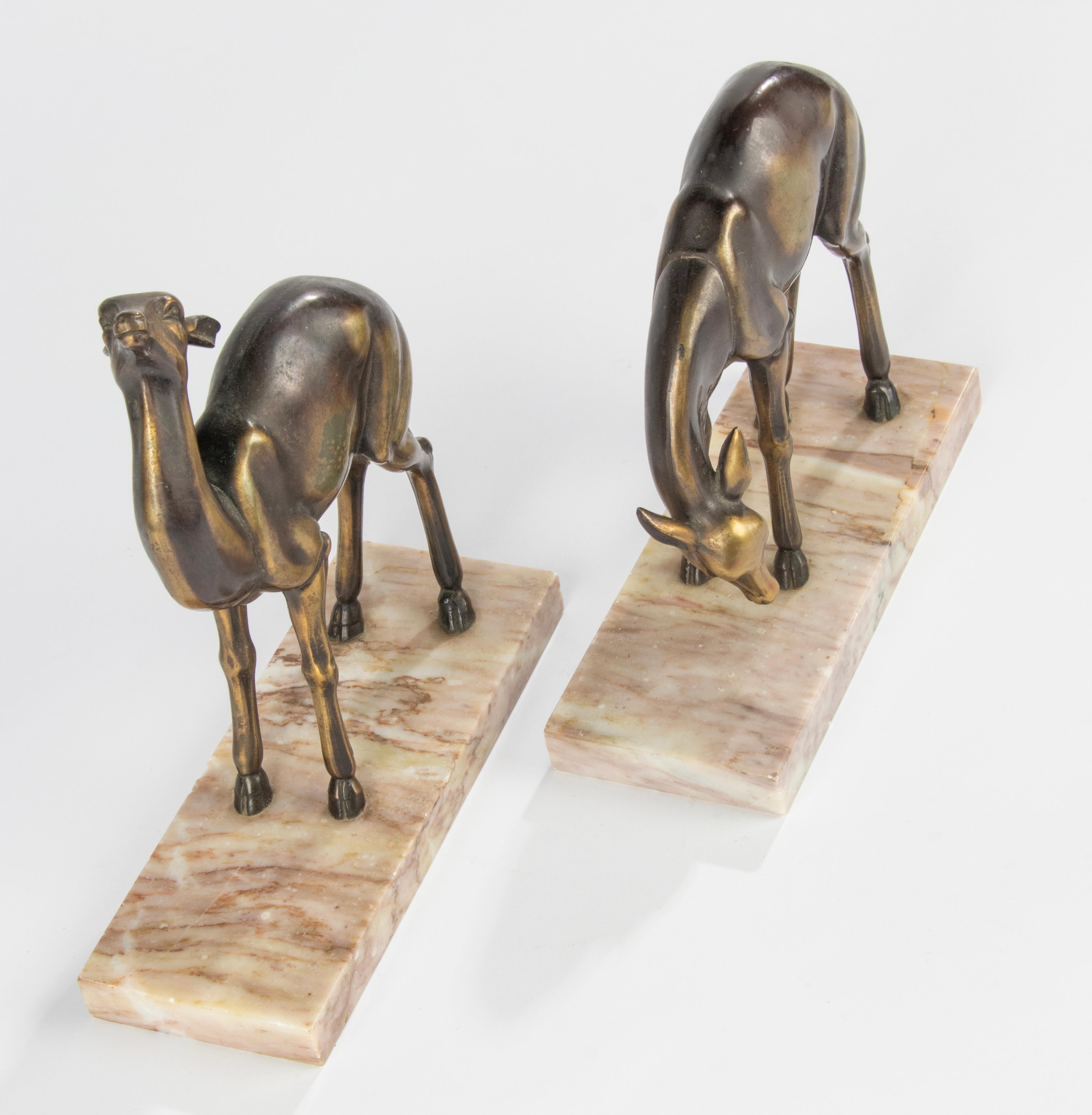 Pair Art Deco Period Spelter Bookends with Deer 12
