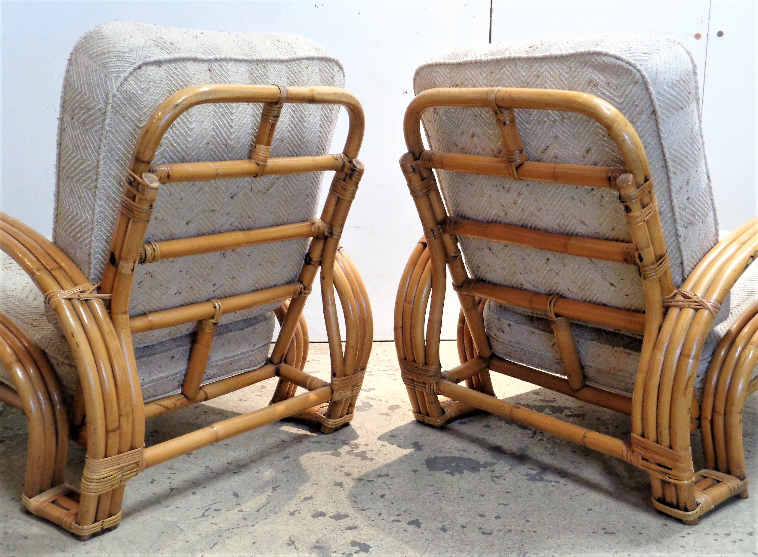  Rattan Double Horseshoe Lounge Chairs For Sale 5
