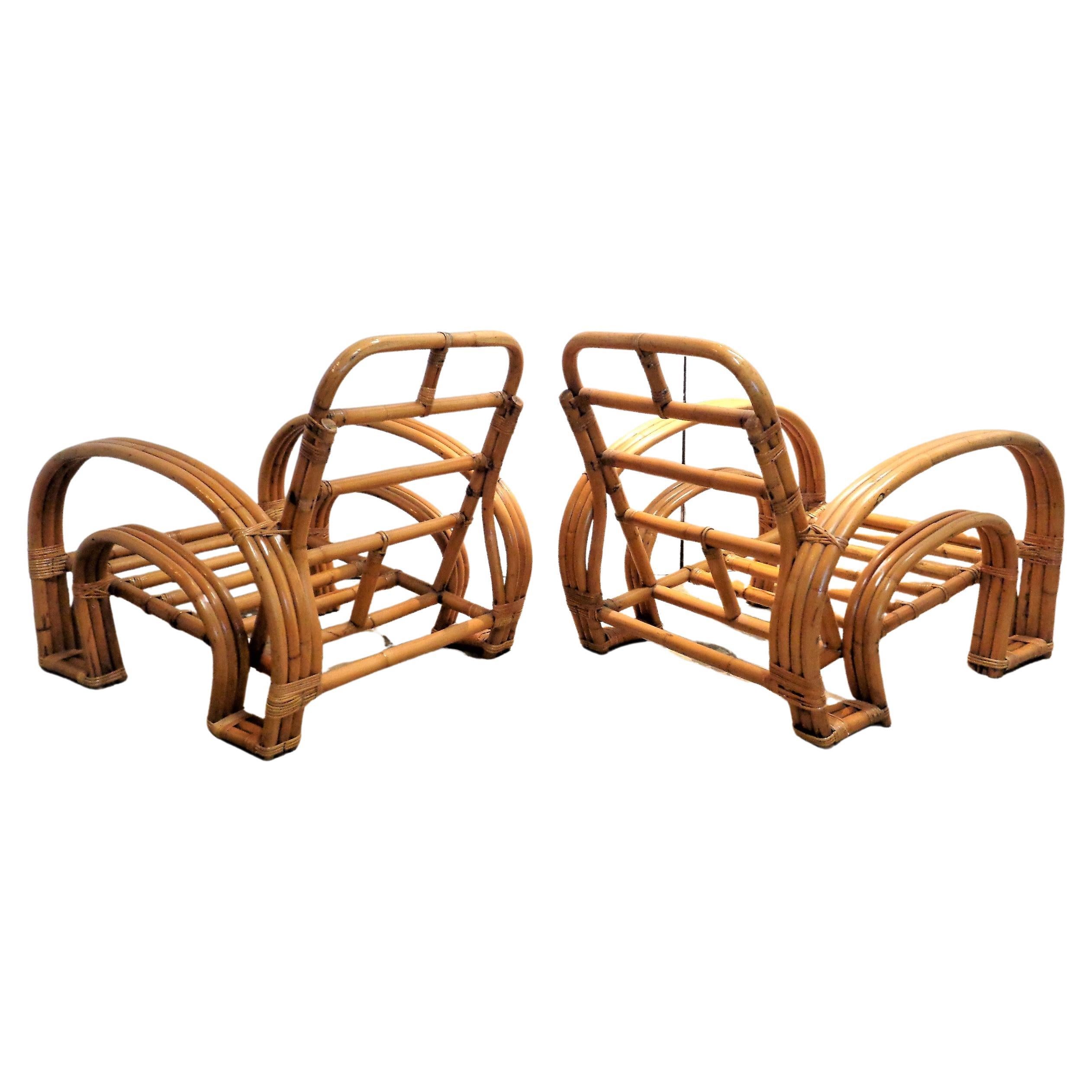Philippine  Rattan Double Horseshoe Lounge Chairs For Sale