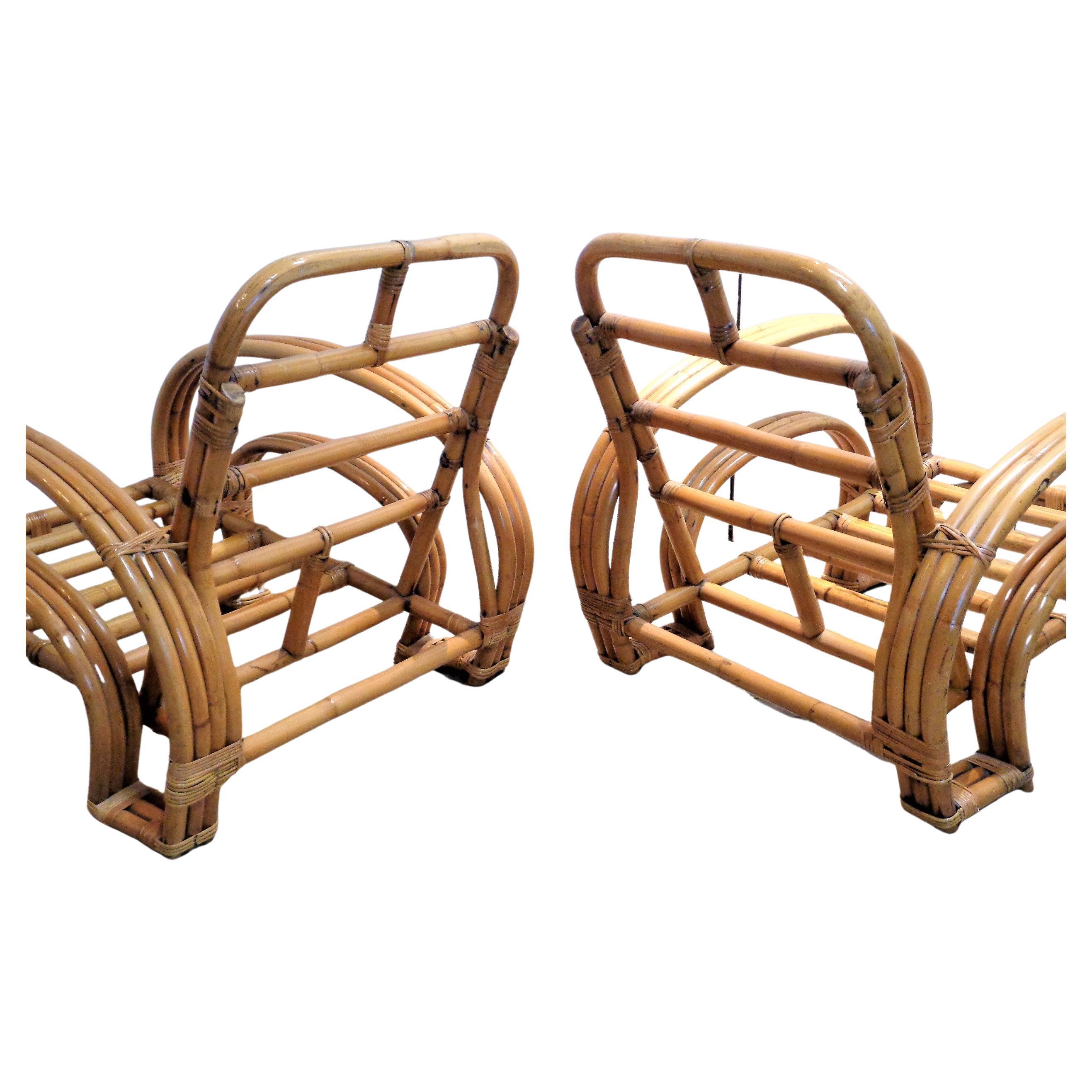 Hand-Crafted  Rattan Double Horseshoe Lounge Chairs For Sale