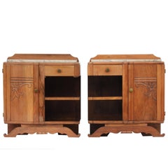 Pair of Art Deco Side Cabinets Bedside Tables Nightstands Book Shelves French