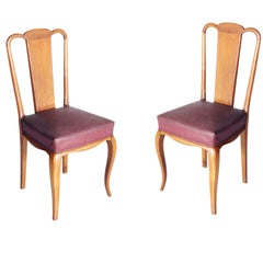Paar Art-Déco-Beistellstühle aus blondem Nussbaumholz von Osvaldo Borsani, Original
