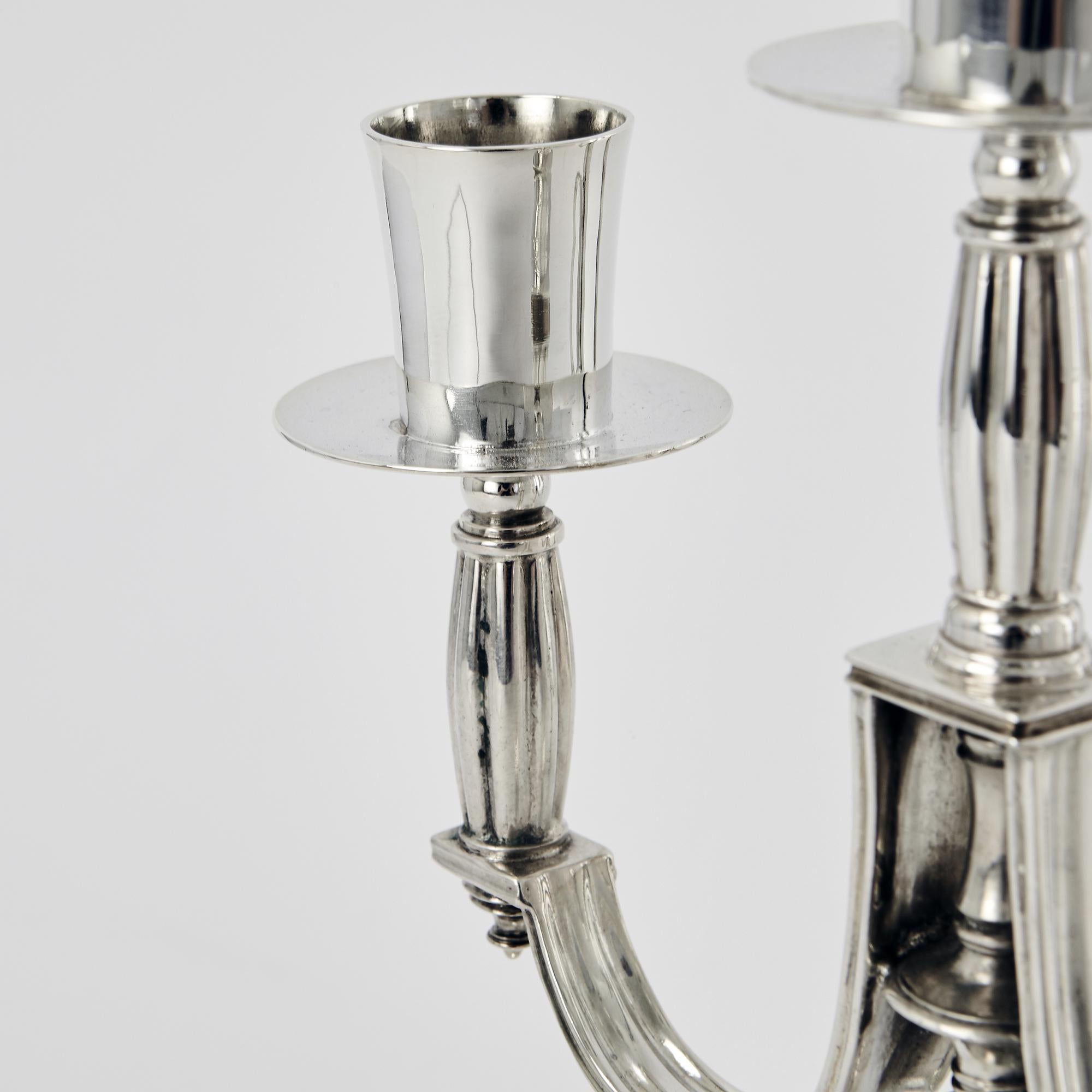 Pair of Art Deco Silver Candelabras In Good Condition In London, GB