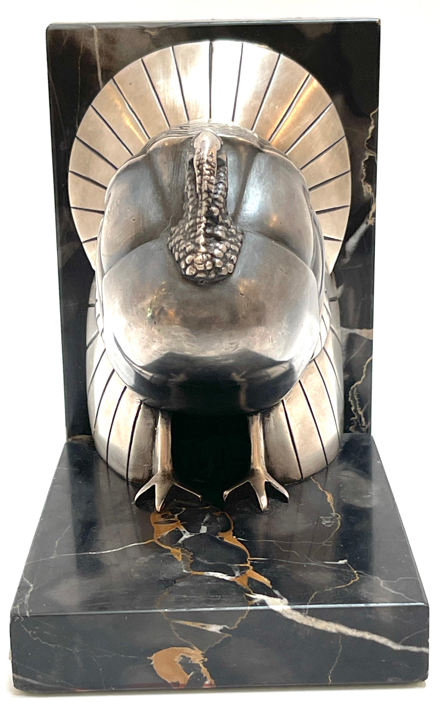 Pair Art Deco Silvered-Bronze 'Turkey' Bookends by G. Rischmann France, 1930s For Sale 7