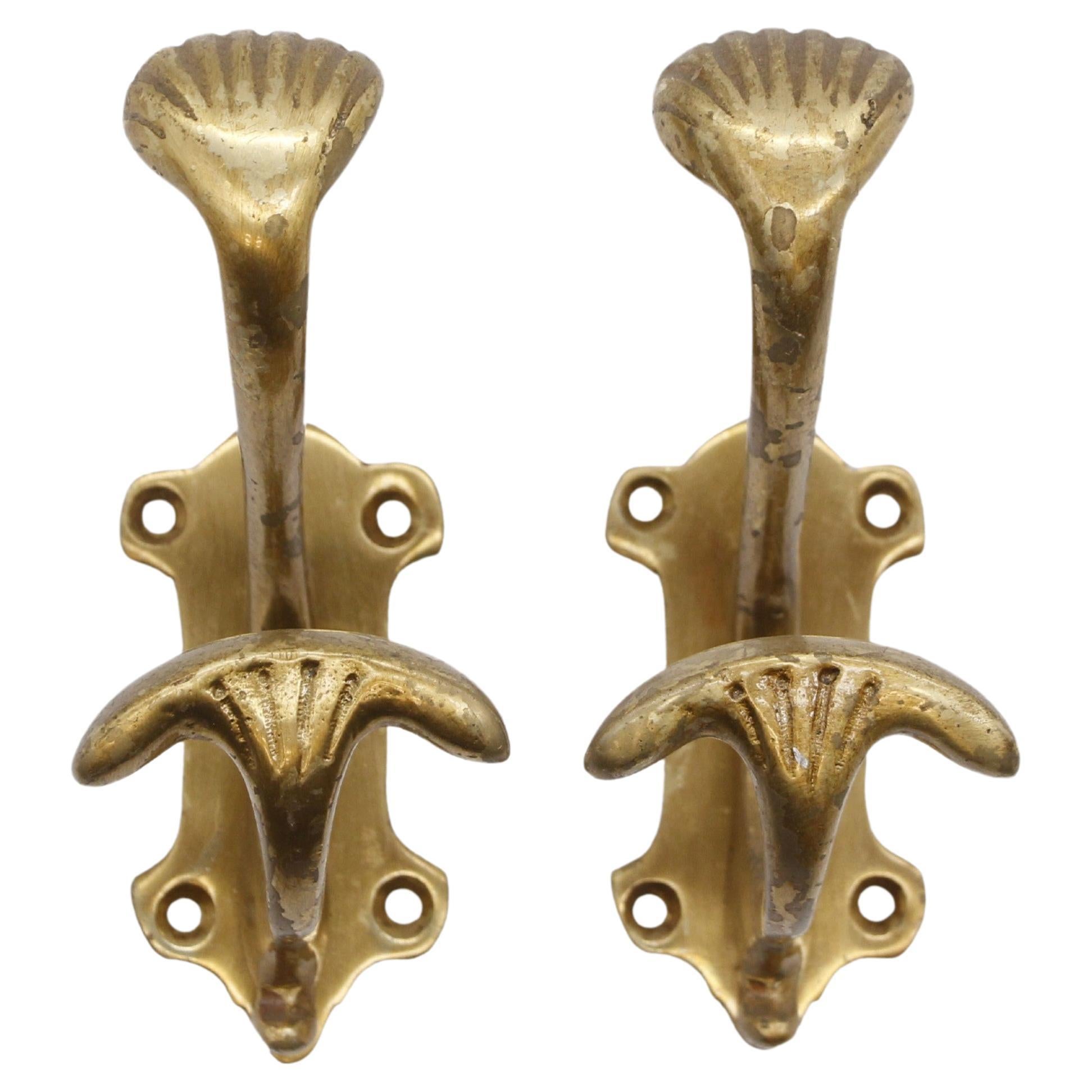 Vintage Western Folding Solid Brass Wall Hooks Coat Hat Hook Set