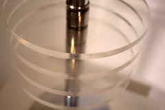 Pair Art Deco Space Age Lucite & Chrome Skyscraper Tower Form Table Lamps