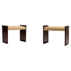 Pair Art Deco Stools in Mahogany, 1930s