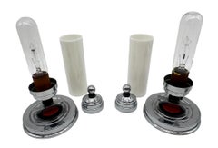 Pair Art Deco Streamline Chrome Bullet Lamps