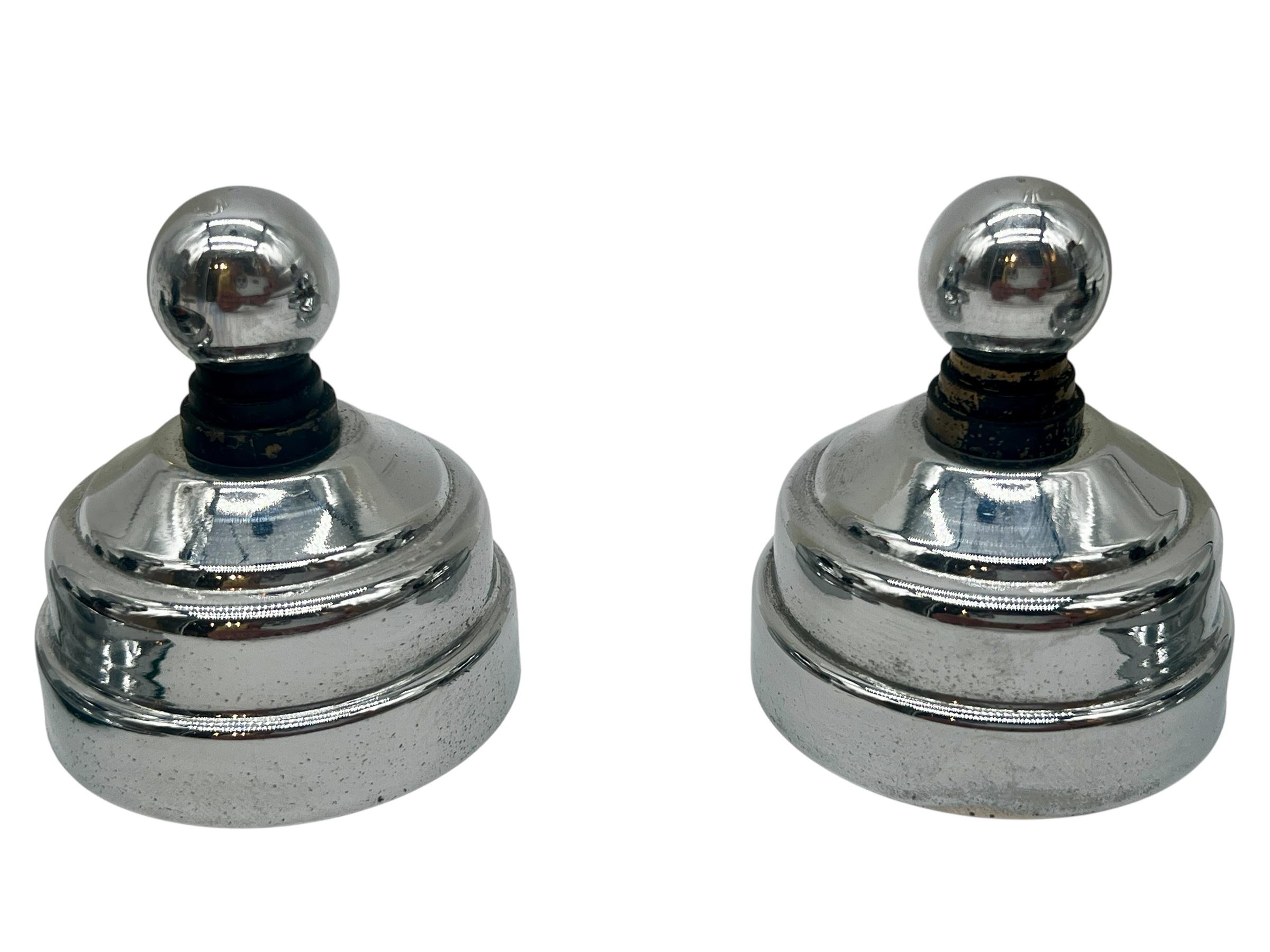 American Pair Art Deco Streamline Chrome Bullet Lamps For Sale