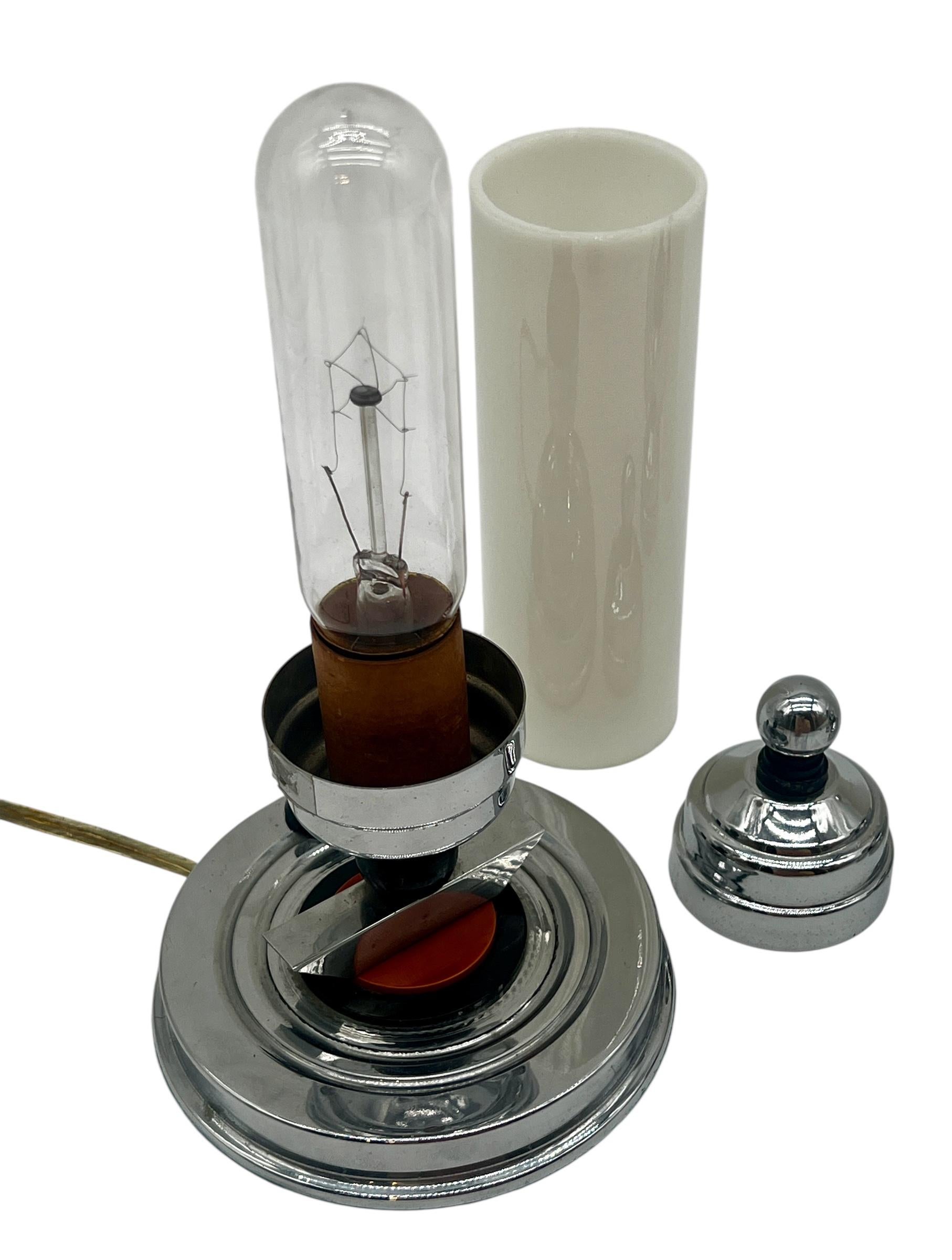 Pair Art Deco Streamline Chrome Bullet Lamps For Sale 1