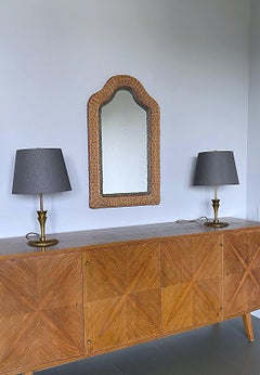 Pair of Art Deco Style Brass Palm Decor Table Lights, 1940s, France