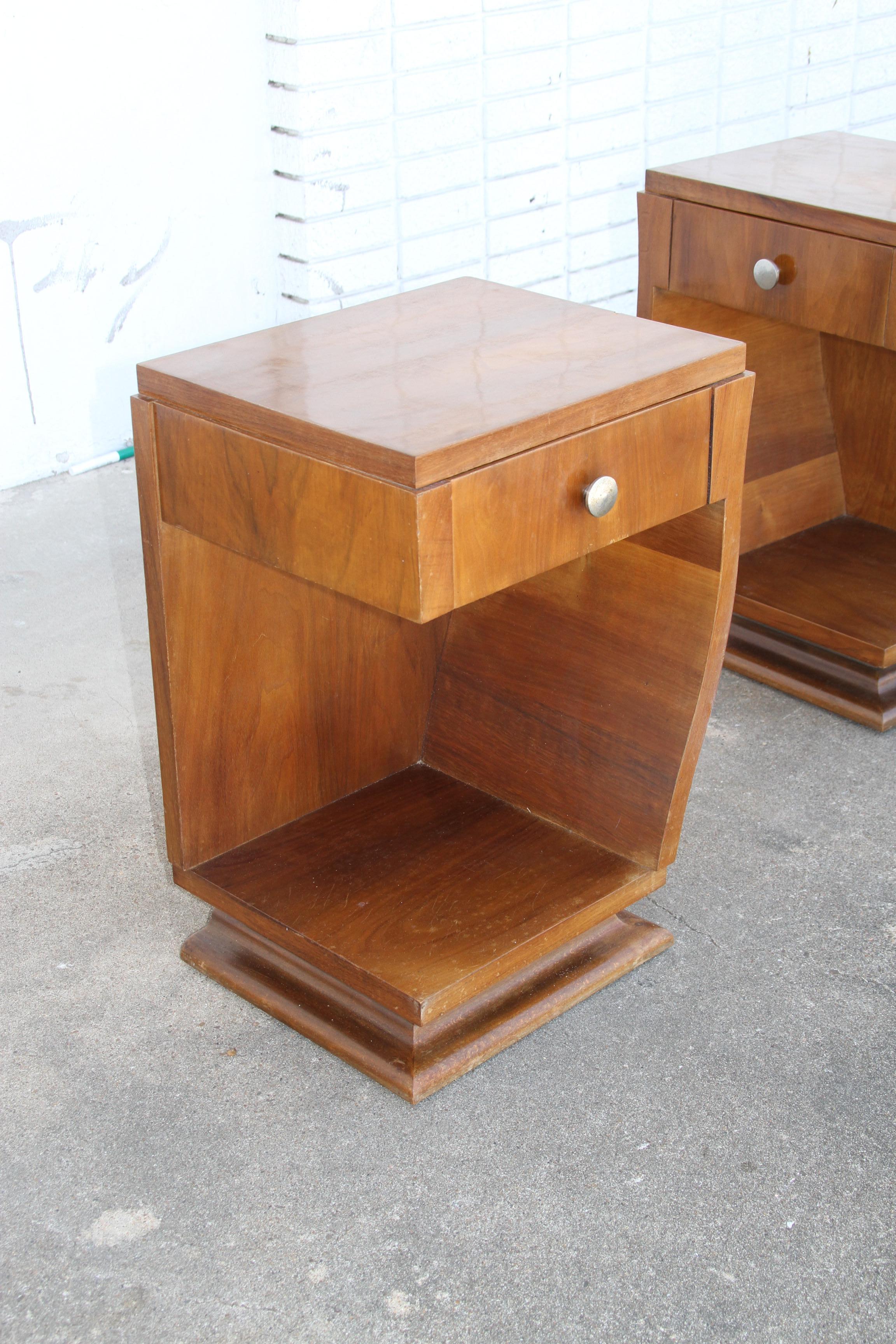 American Pair Art Deco Style Side Tables or Nightstands