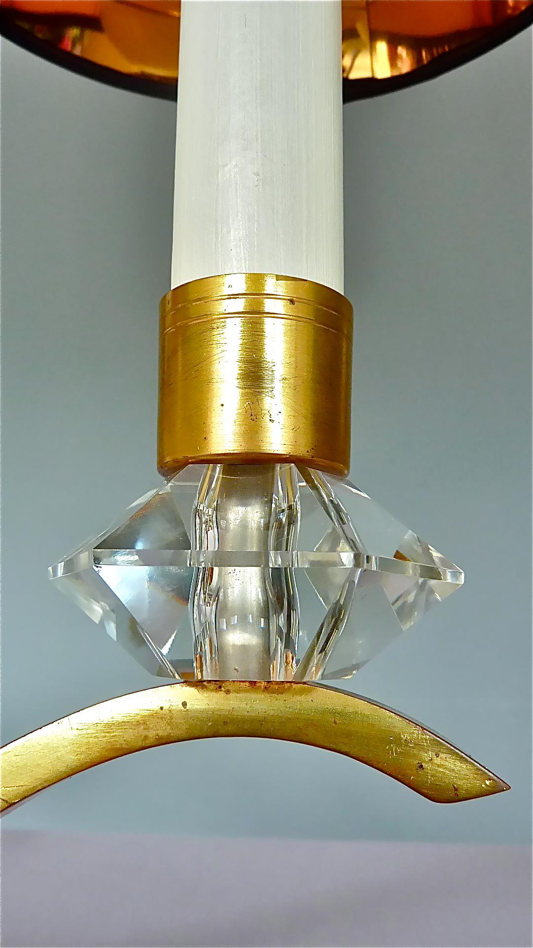 Paire de lampes de table Art Déco Leleu Baguès Laiton Cristal Verre Années 30 en vente 6