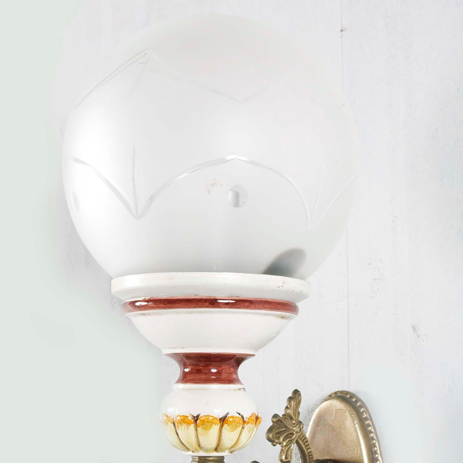 Italian Pair Art Decò Venetian Sconces, Wall Lamps, Engraved Opaline Murano Glass Sfere For Sale