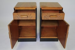 Pair Art Deco Walnut Bedside cupboards 1930s