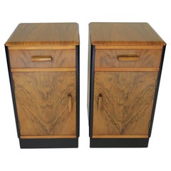 Pair Art Deco Walnut Bedside cupboards 1930s