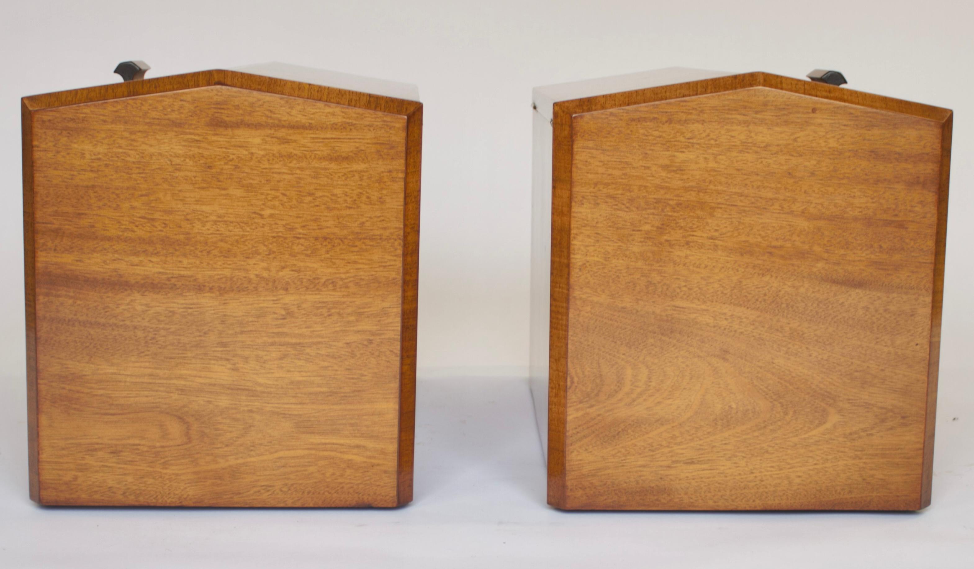 Pair Art Deco Walnut & Burr Walnut Bedside Cupboards In Good Condition In Dereham, GB
