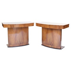 Paar Art Deco Konsolentische aus Nussbaum und Ebonit CIRCA 1930s
