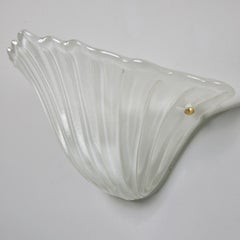 Pair of Art Deco White Frosted Shell Shape Sconces