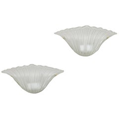 Pair of Art Deco White Frosted Shell Shape Sconces