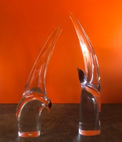Coppia di felci e gabbiani in vetro artistico di Livio Seguso per lo Studio A di Murano