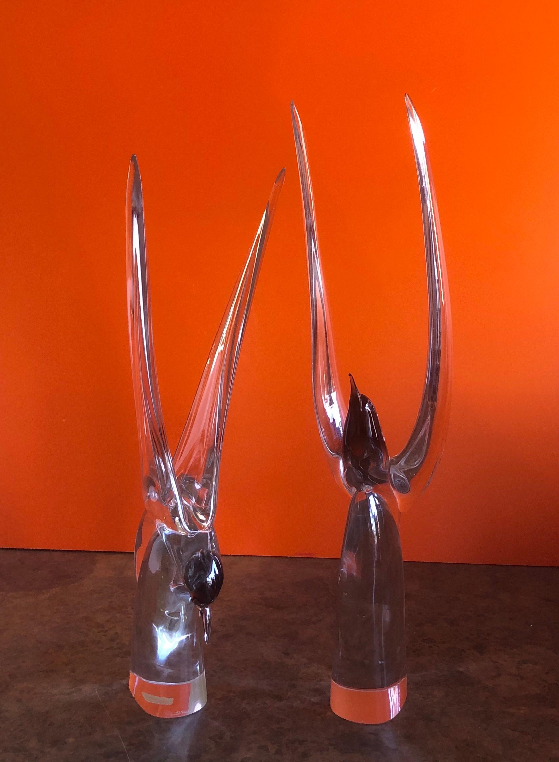 Mid-Century Modern Pair of Art Glass Terns/Sea Gulls by Livio Seguso for Murano Glass Studios For Sale