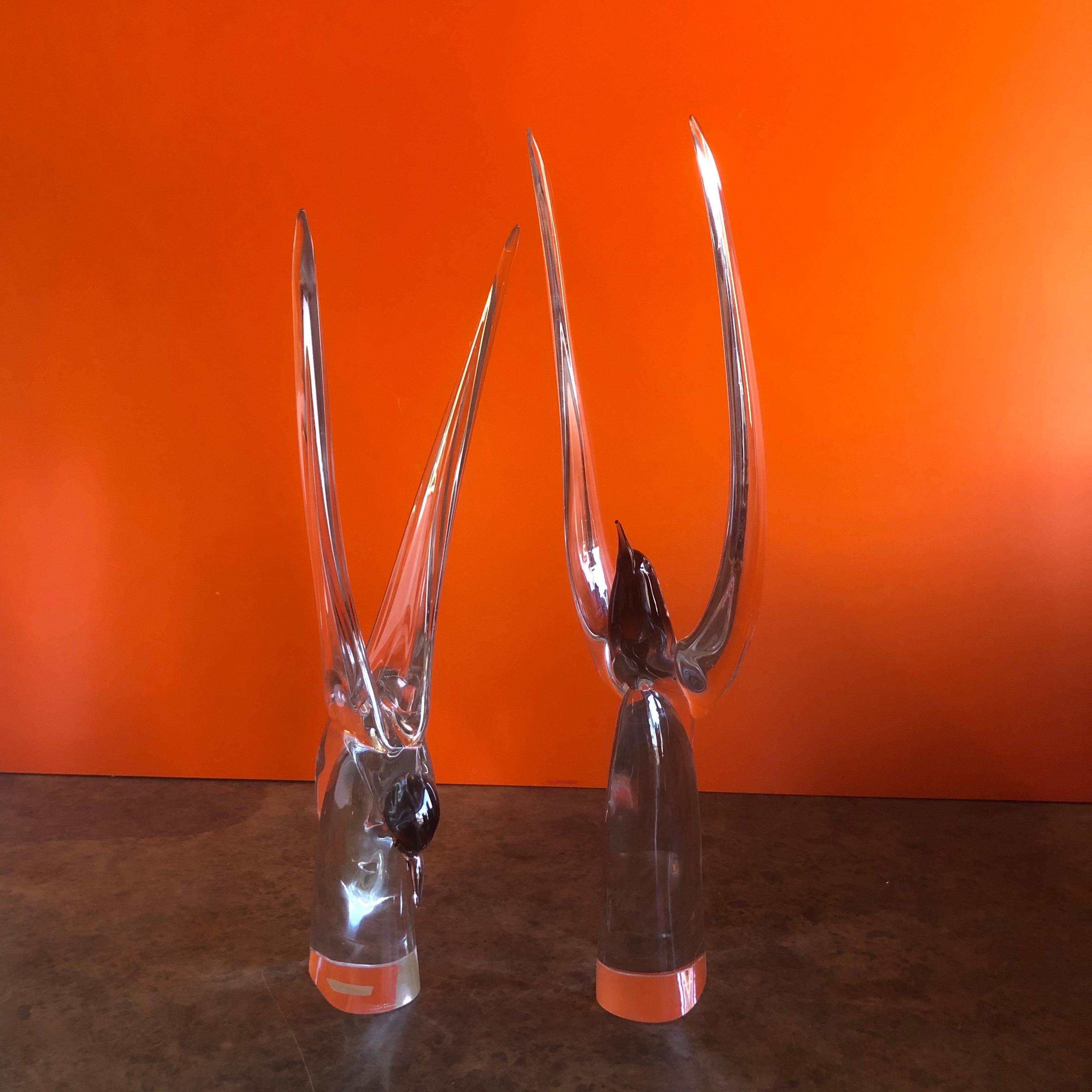 Mid-Century Modern Pair of Art Glass Terns/Sea Gulls by Livio Seguso for Murano Glass Studios For Sale