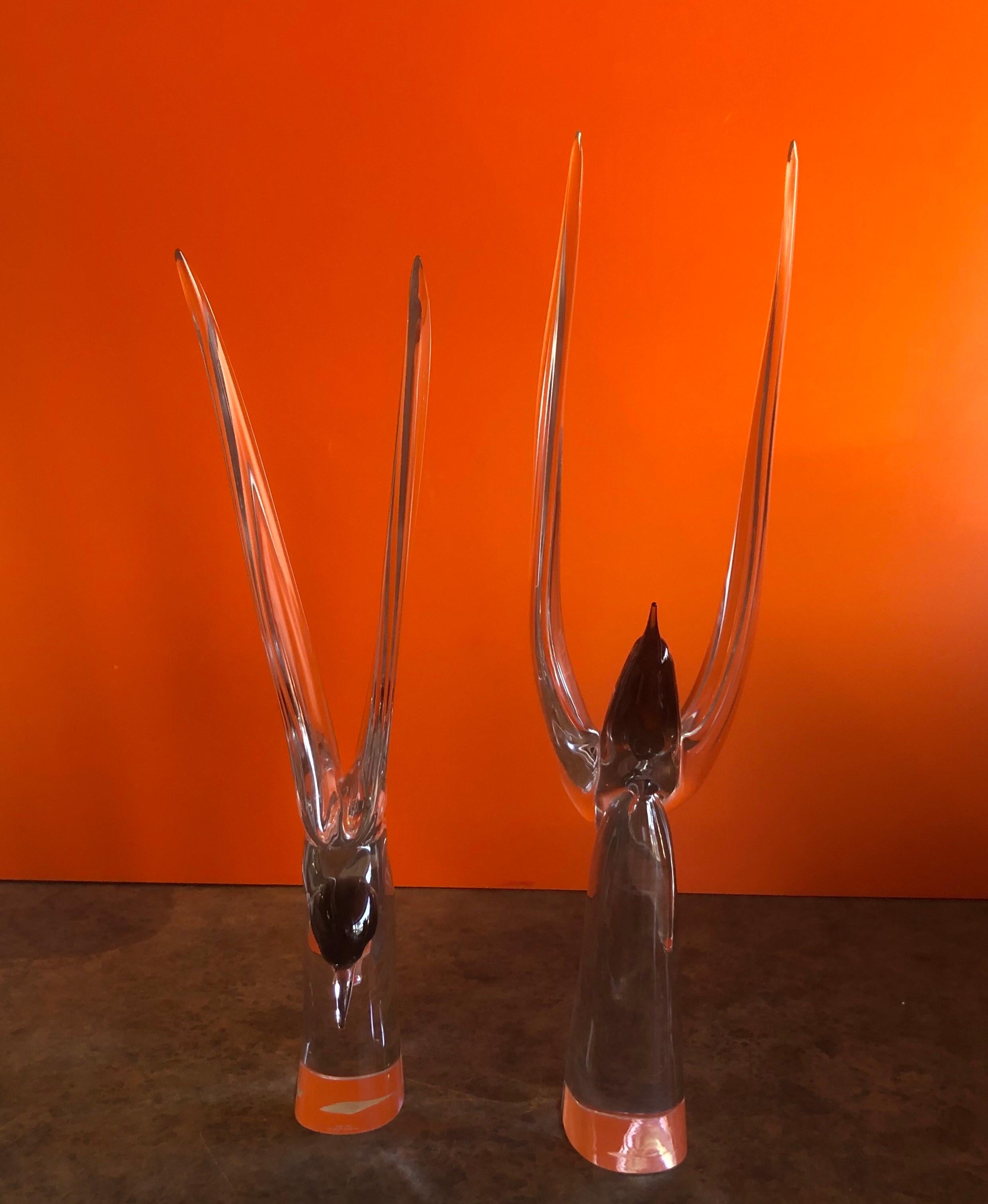Italian Pair of Art Glass Terns/Sea Gulls by Livio Seguso for Murano Glass Studios For Sale