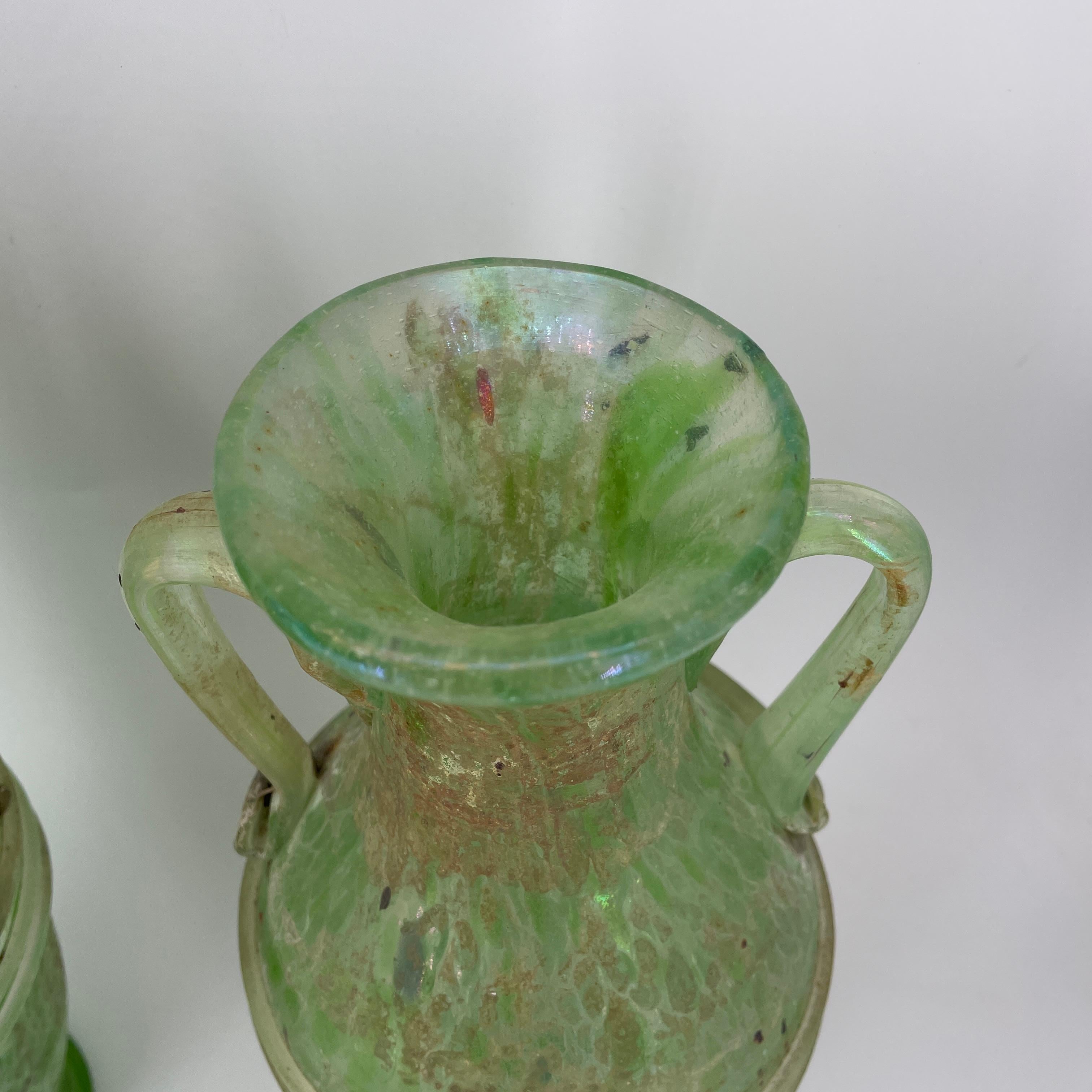 Paar Kunstglasvasen mundgeblasen romanisch wie Scavo Cenedese Venini Murano im Angebot 3