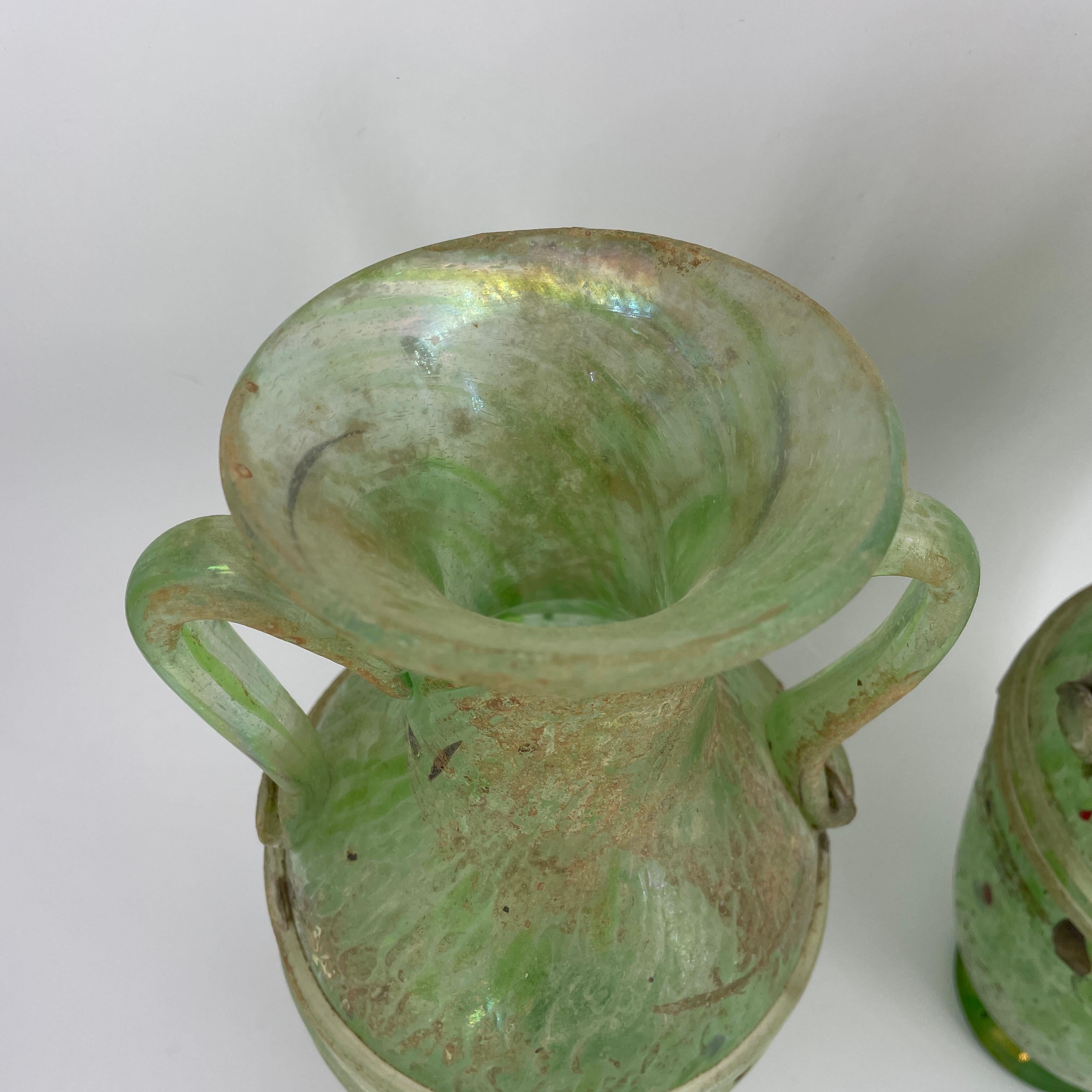 Paar Kunstglasvasen mundgeblasen romanisch wie Scavo Cenedese Venini Murano im Angebot 4