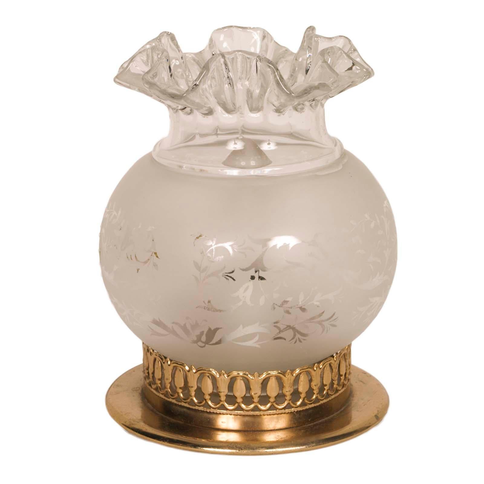Doré Paire de lampes de chevet Art Nouveau en laiton doré & Verre de Murano décoré en vente