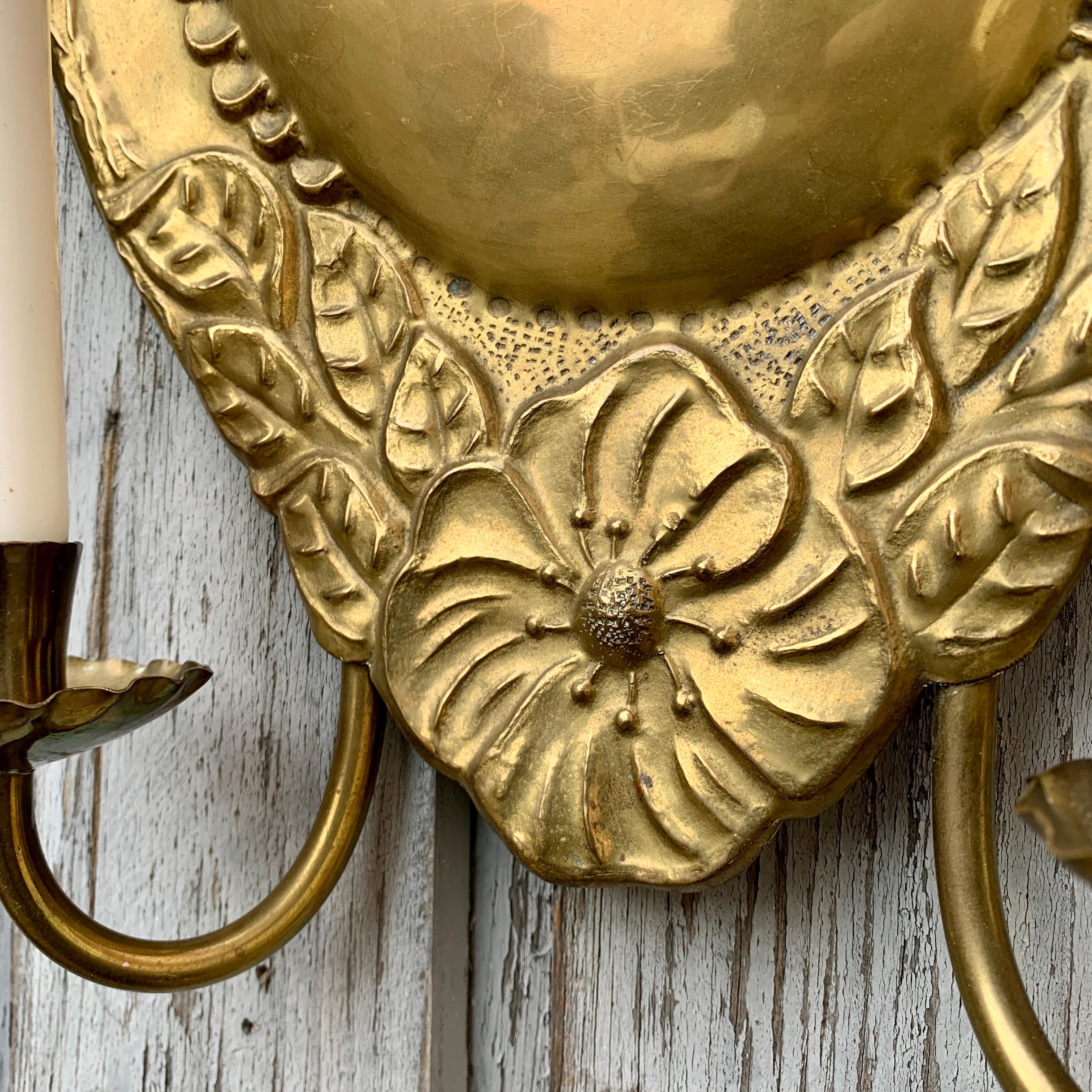 Pair Art Nouveau Brass Wall Sconces For Sale 10