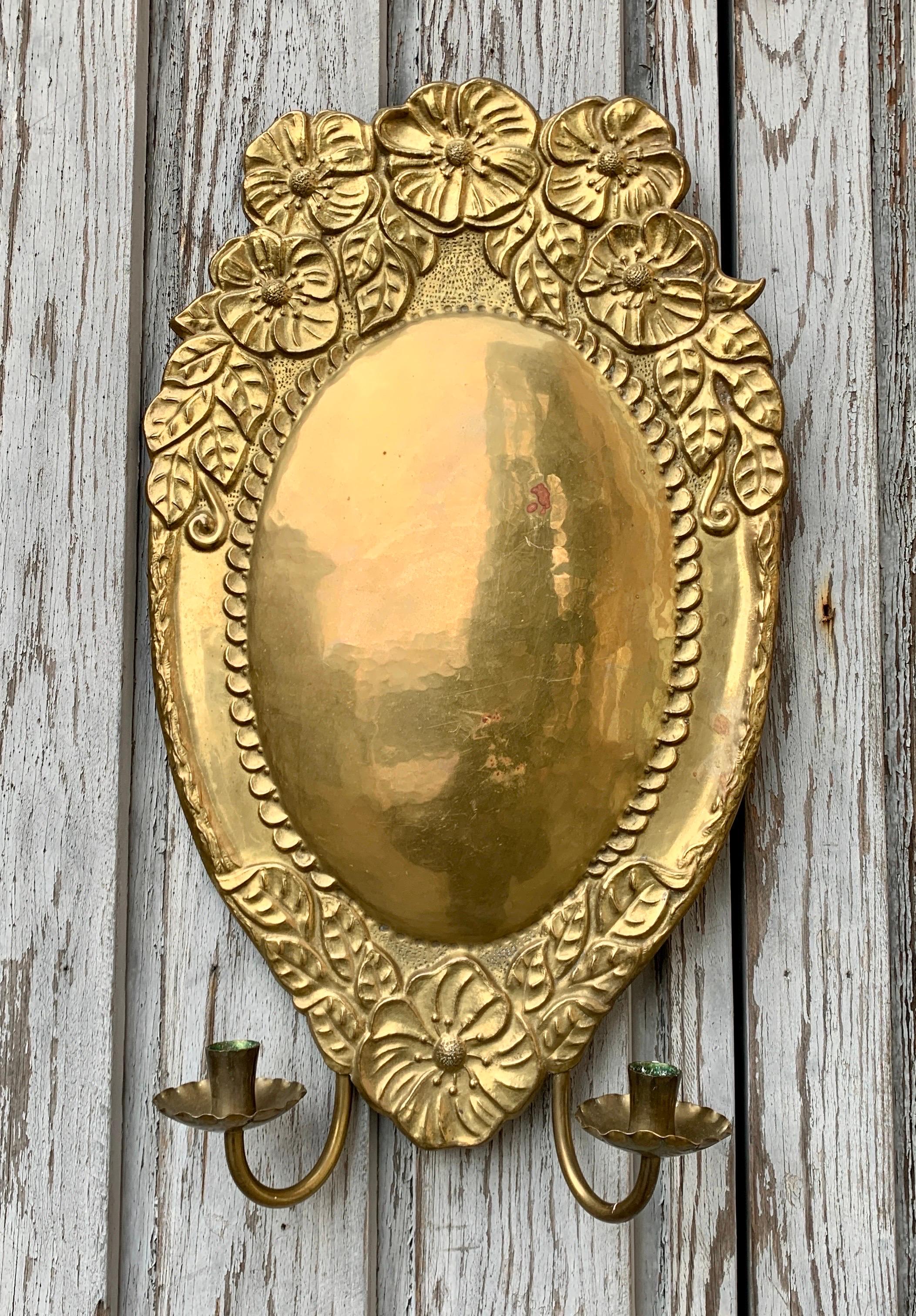 Pair Art Nouveau Brass Wall Sconces For Sale 11