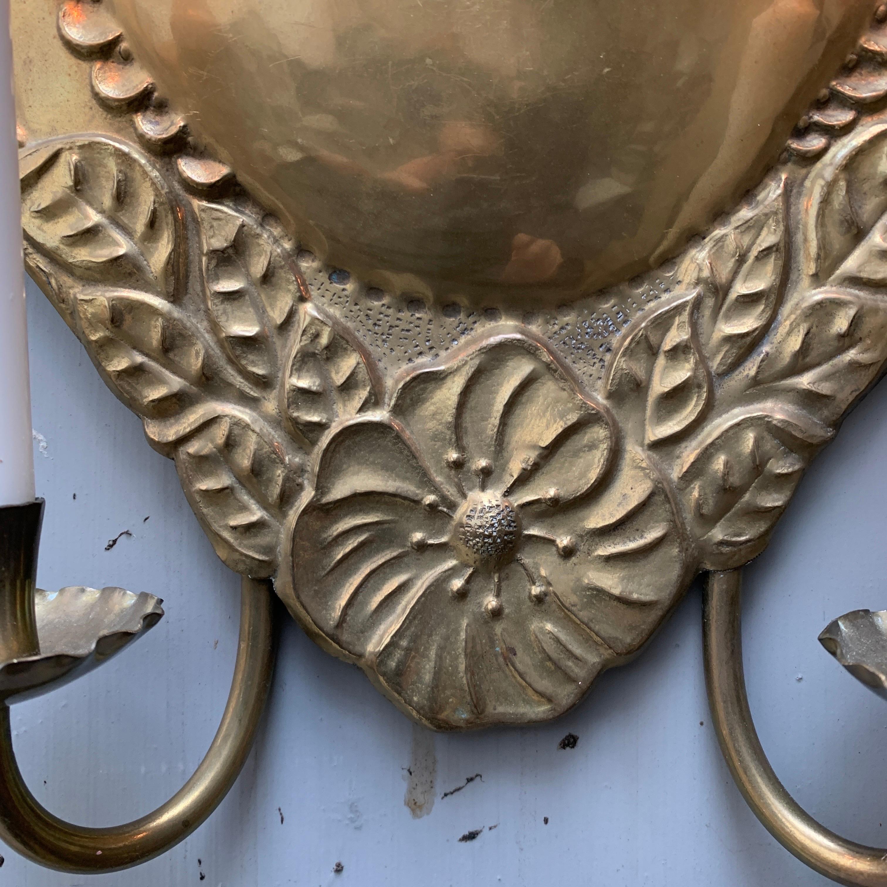 Pair Art Nouveau Brass Wall Sconces For Sale 13